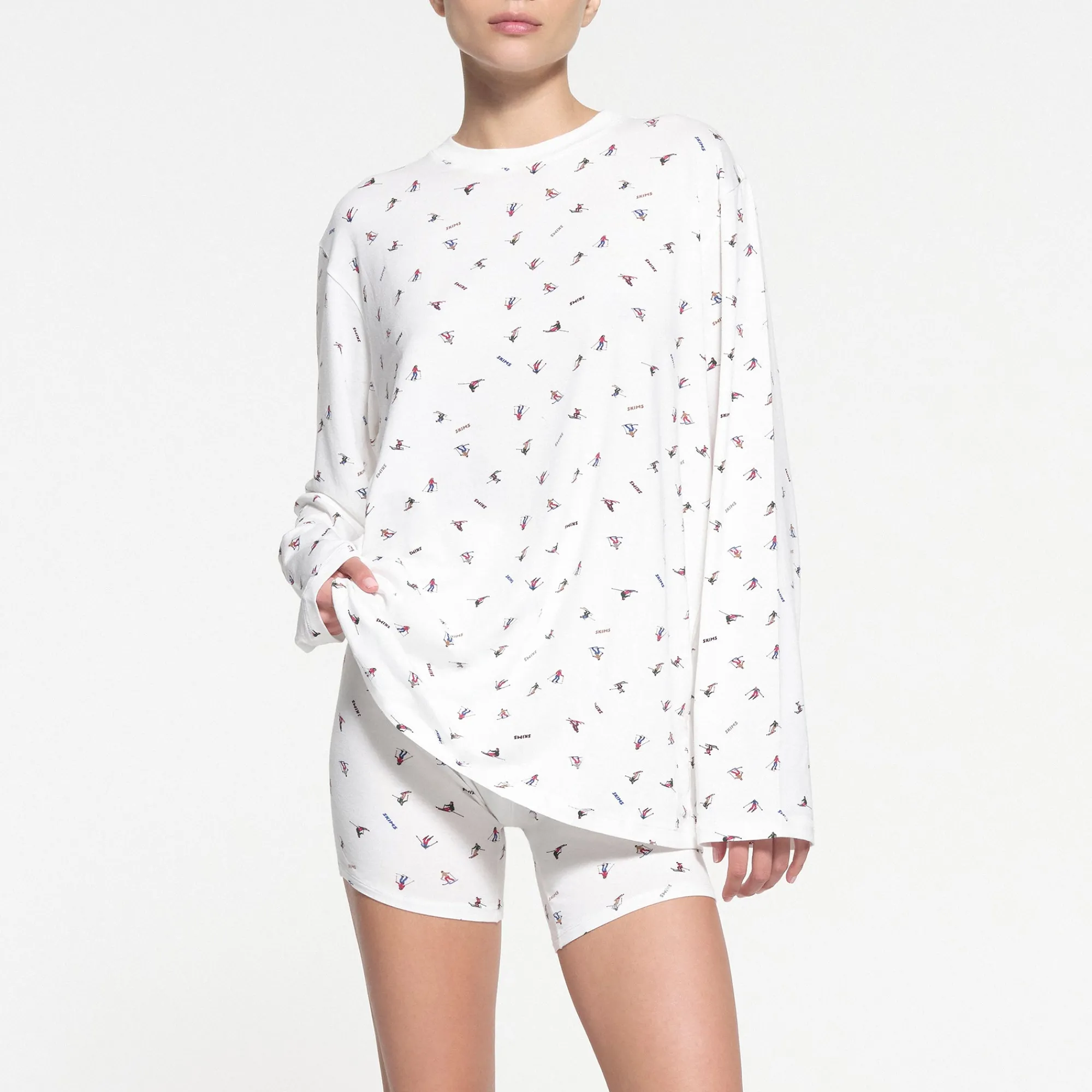 BOYFRIEND LONG SLEEVE T-SHIRT AND BOXER SET | SKI PRINT-Skims Online