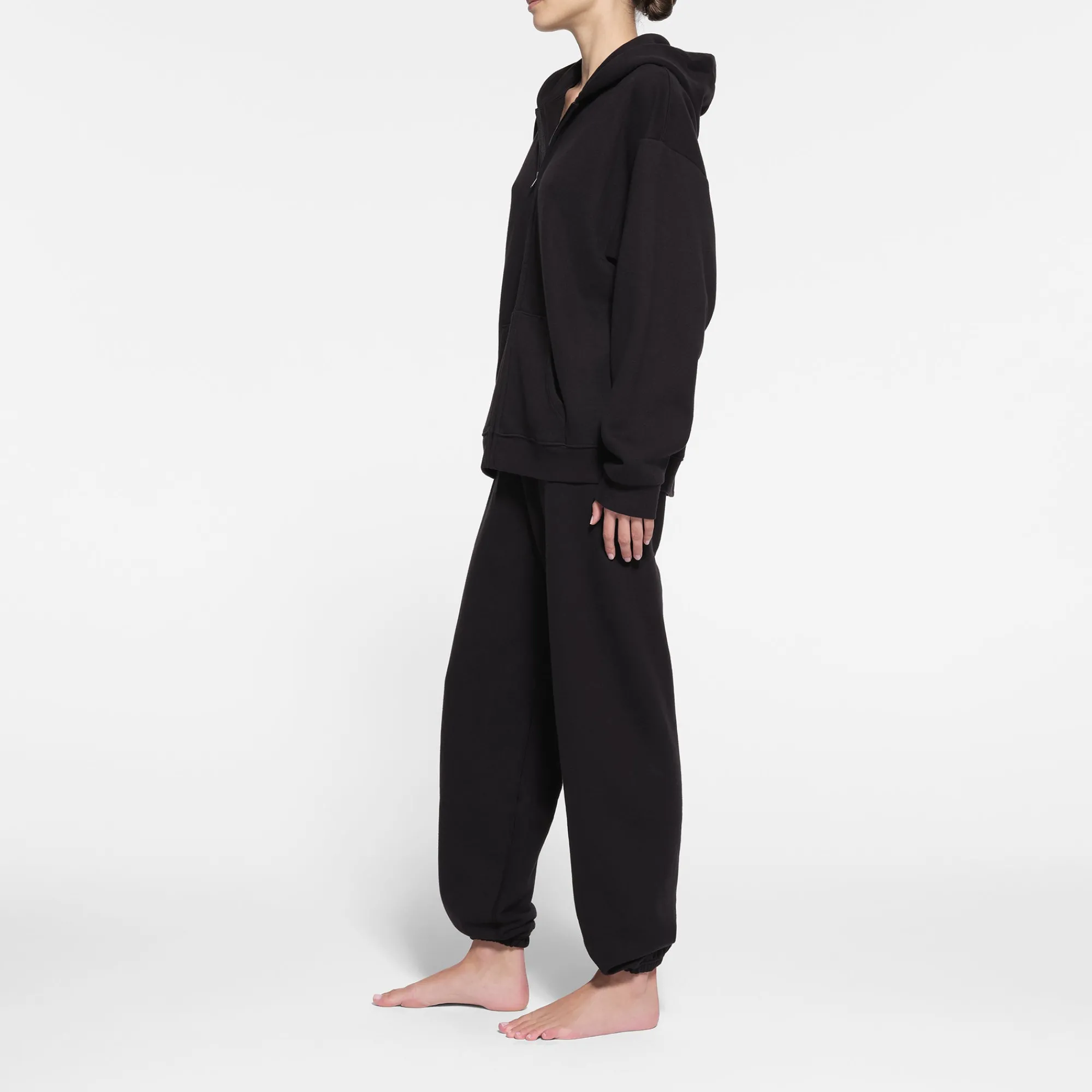 COTTON FLEECE OVERSIZED ZIP UP HOODIE |-Skims Online