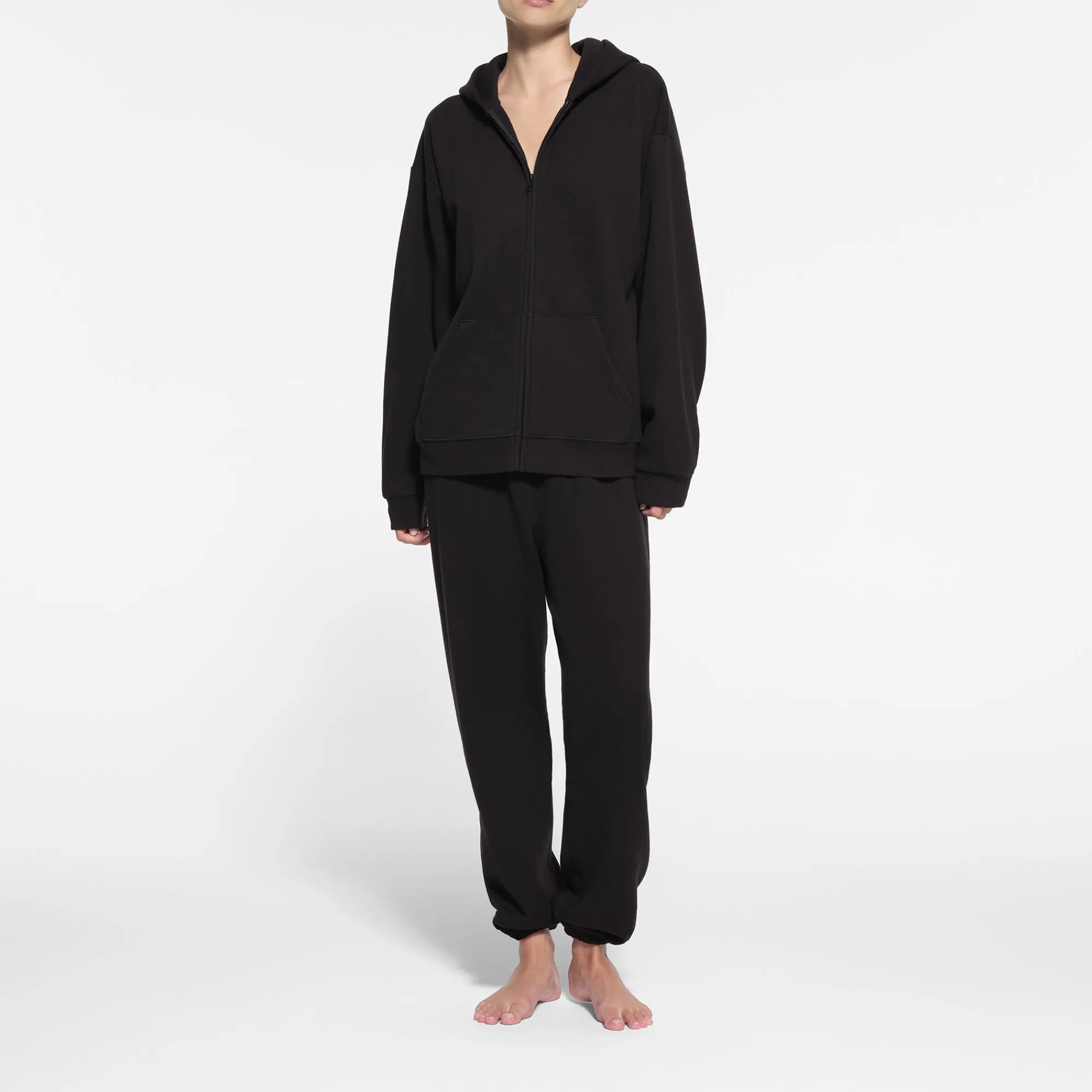 COTTON FLEECE OVERSIZED ZIP UP HOODIE |-Skims Online