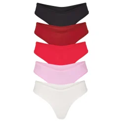 COTTON JERSEY DIPPED THONG 5-PACK | RED BRICK MULTI-Skims Hot