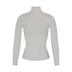 COTTON JERSEY LONG SLEEVE TURTLENECK | LIGHT HEATHER GREY-Skims Online
