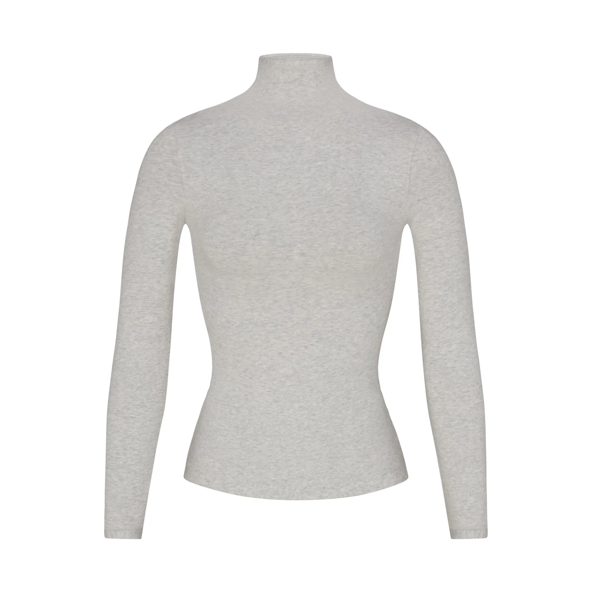 COTTON JERSEY LONG SLEEVE TURTLENECK | LIGHT HEATHER GREY-Skims Online
