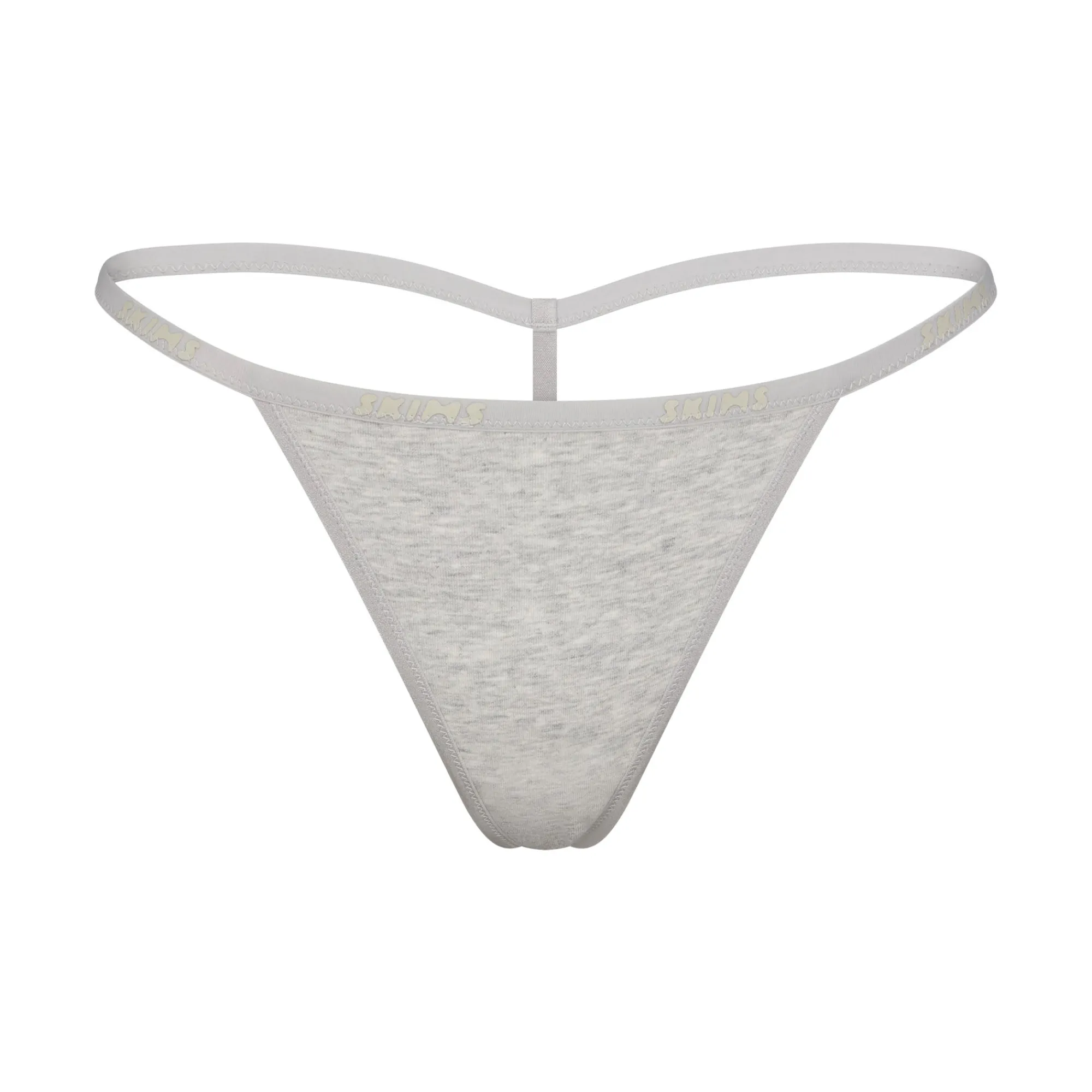 COTTON LOGO STRING THONG | LIGHT HEATHER GREY-Skims Best