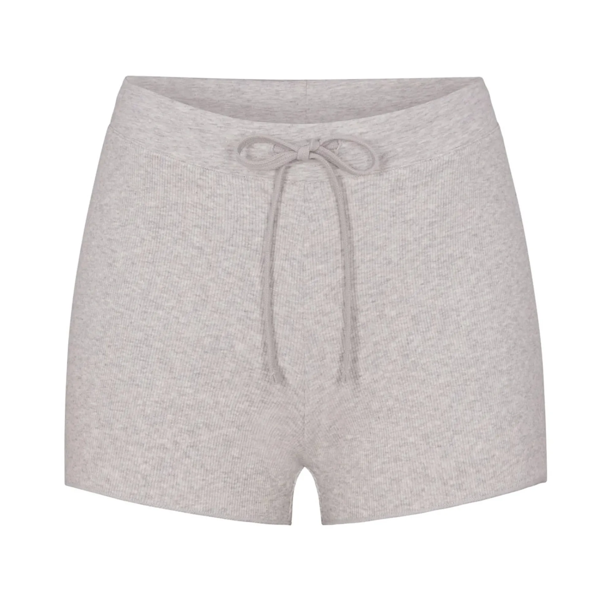 COTTON RIB DRAWSTRING SHORT | LIGHT HEATHER GREY-Skims Outlet