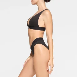 COTTON RIB PLUNGE BRALETTE |-Skims New