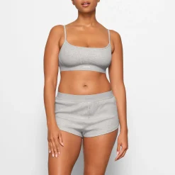 COTTON RIB SCOOP BRALETTE | LIGHT HEATHER GREY-Skims Fashion