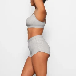 COTTON RIB SCOOP BRALETTE | LIGHT HEATHER GREY-Skims Fashion