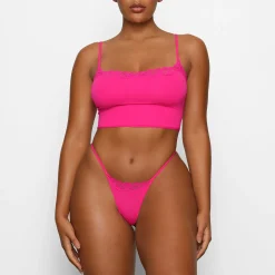 FITS EVERYBODY CORDED LACE CROPPED CAMI | NEON ROSE-Skims Fashion