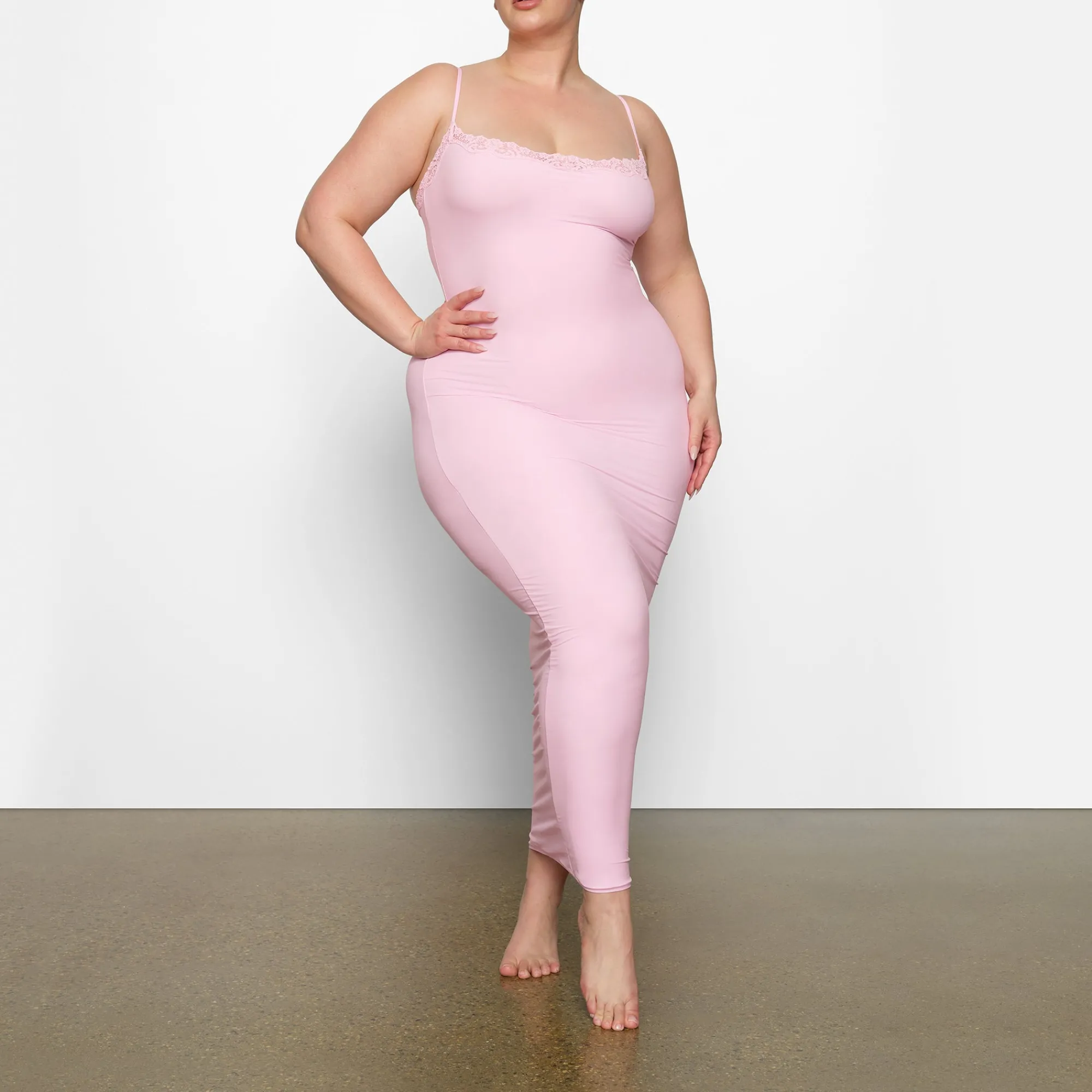 FITS EVERYBODY CORDED LACE LONG SLIP DRESS | CHERRY BLOSSOM-Skims Hot