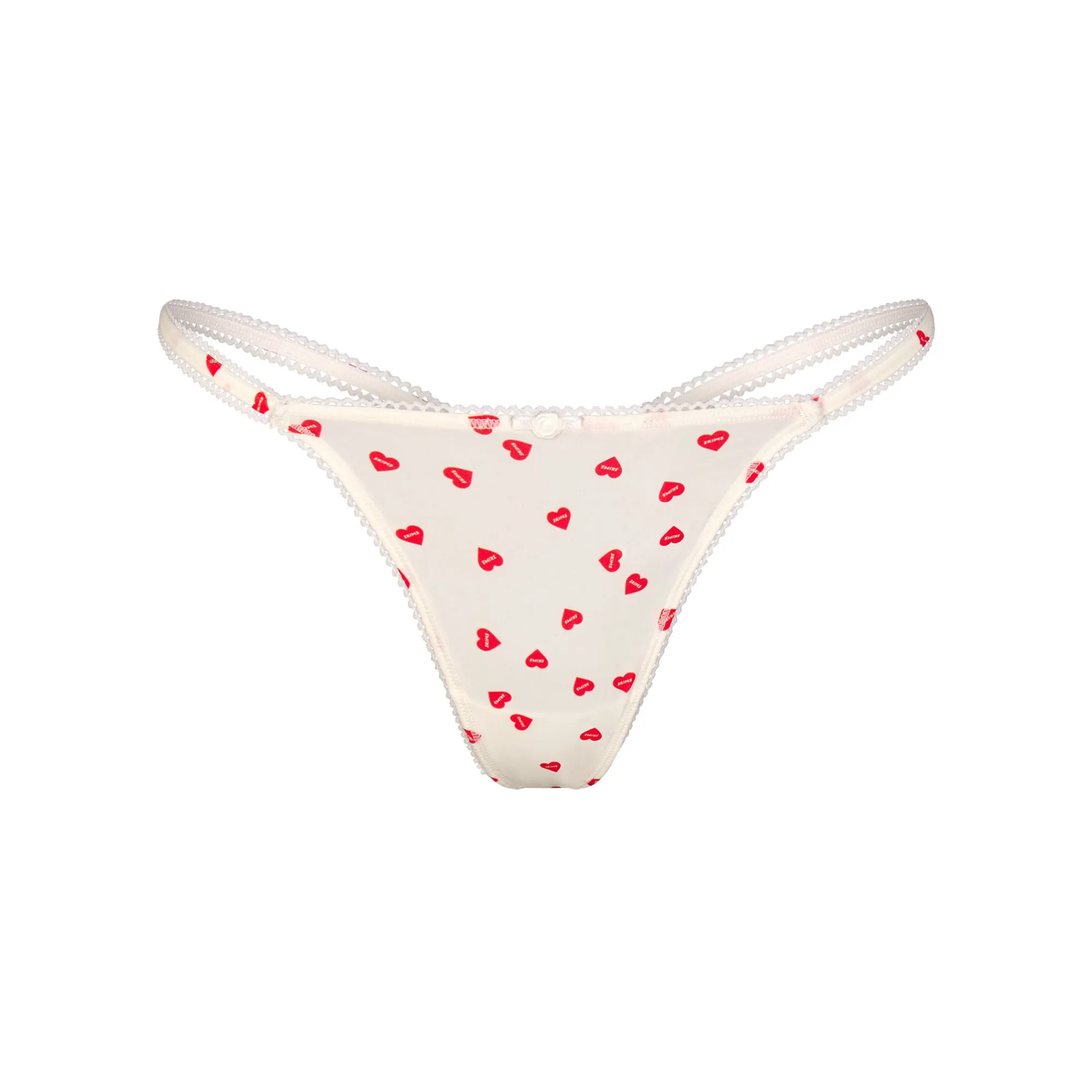 FITS EVERYBODY PICOT TRIM STRING THONG | RUBY HEART PRINT-Skims Clearance
