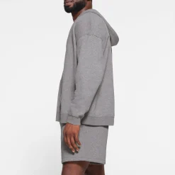 FLEECE LOUNGE MENS OVERSIZED ZIP UP HOODIE | DARK HEATHER GREY-Skims New