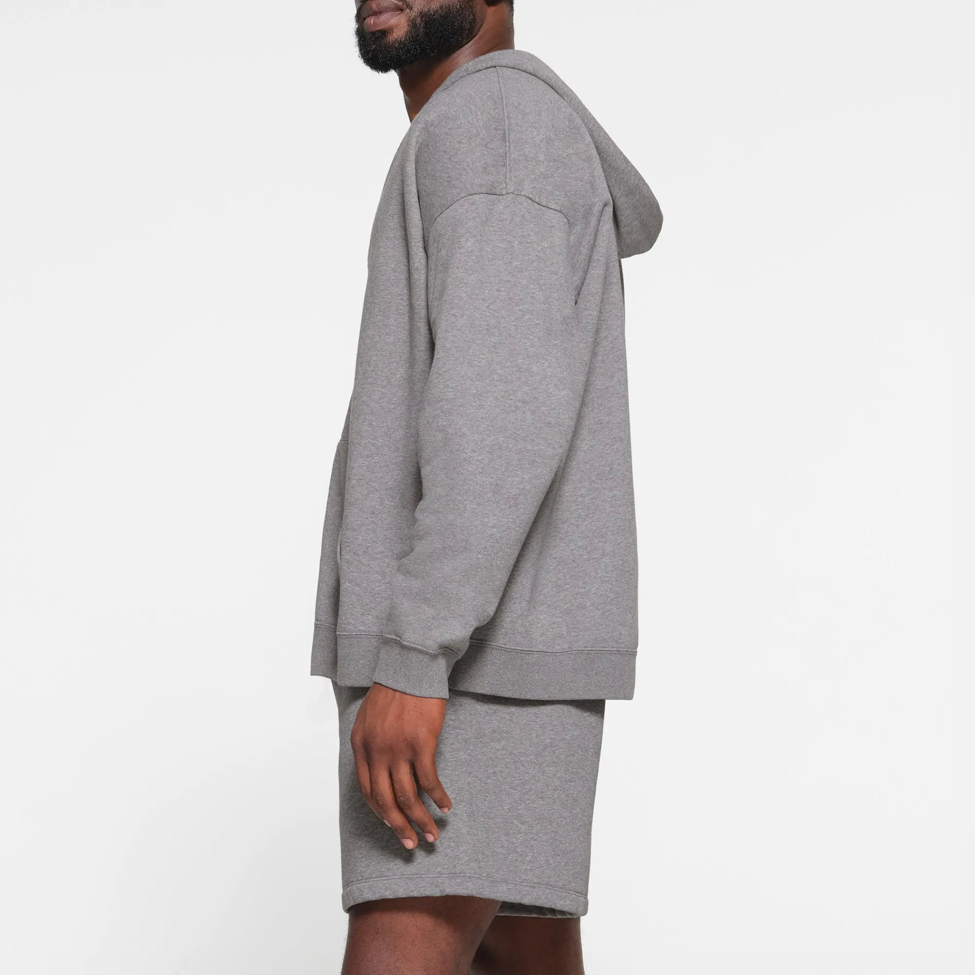 FLEECE LOUNGE MENS OVERSIZED ZIP UP HOODIE | DARK HEATHER GREY-Skims New