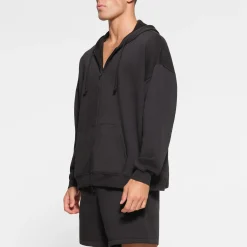 FLEECE LOUNGE MENS OVERSIZED ZIP UP HOODIE | WASHED ONYX-Skims Best