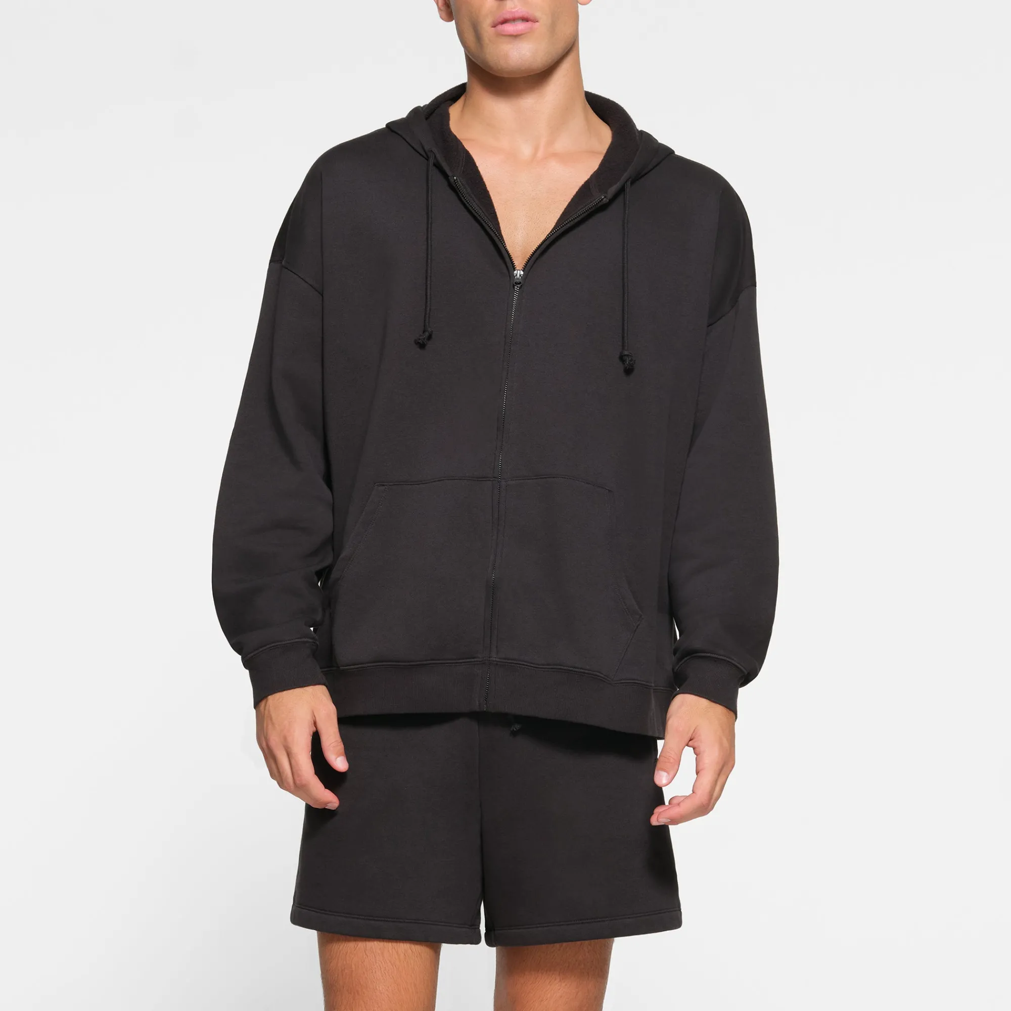 FLEECE LOUNGE MENS OVERSIZED ZIP UP HOODIE | WASHED ONYX-Skims Best