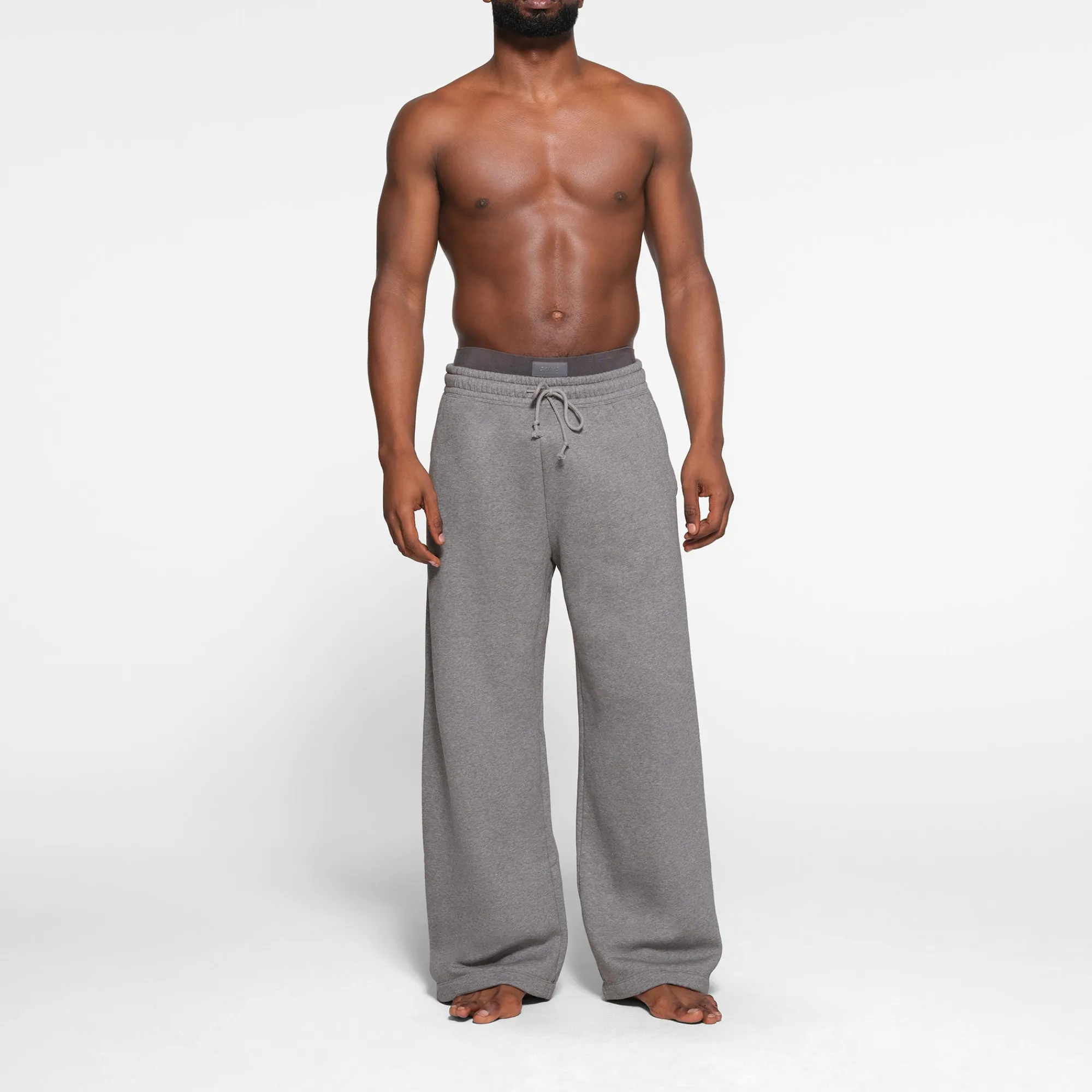 FLEECE LOUNGE MENS OVERSIZED STRAIGHT LEG PANT | DARK HEATHER GREY-Skims Clearance