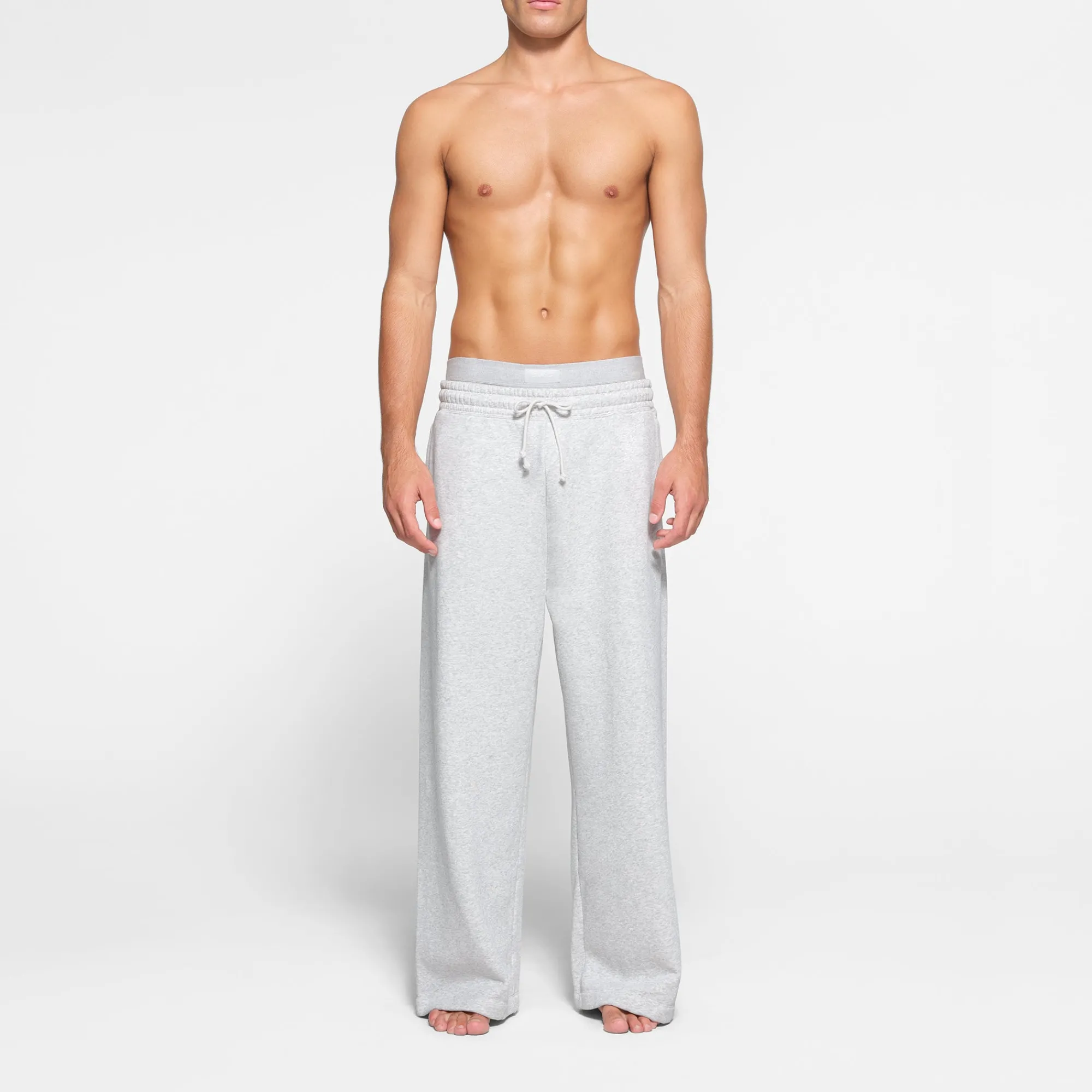 FLEECE LOUNGE MENS OVERSIZED STRAIGHT LEG PANT | LIGHT HEATHER GREY-Skims Clearance