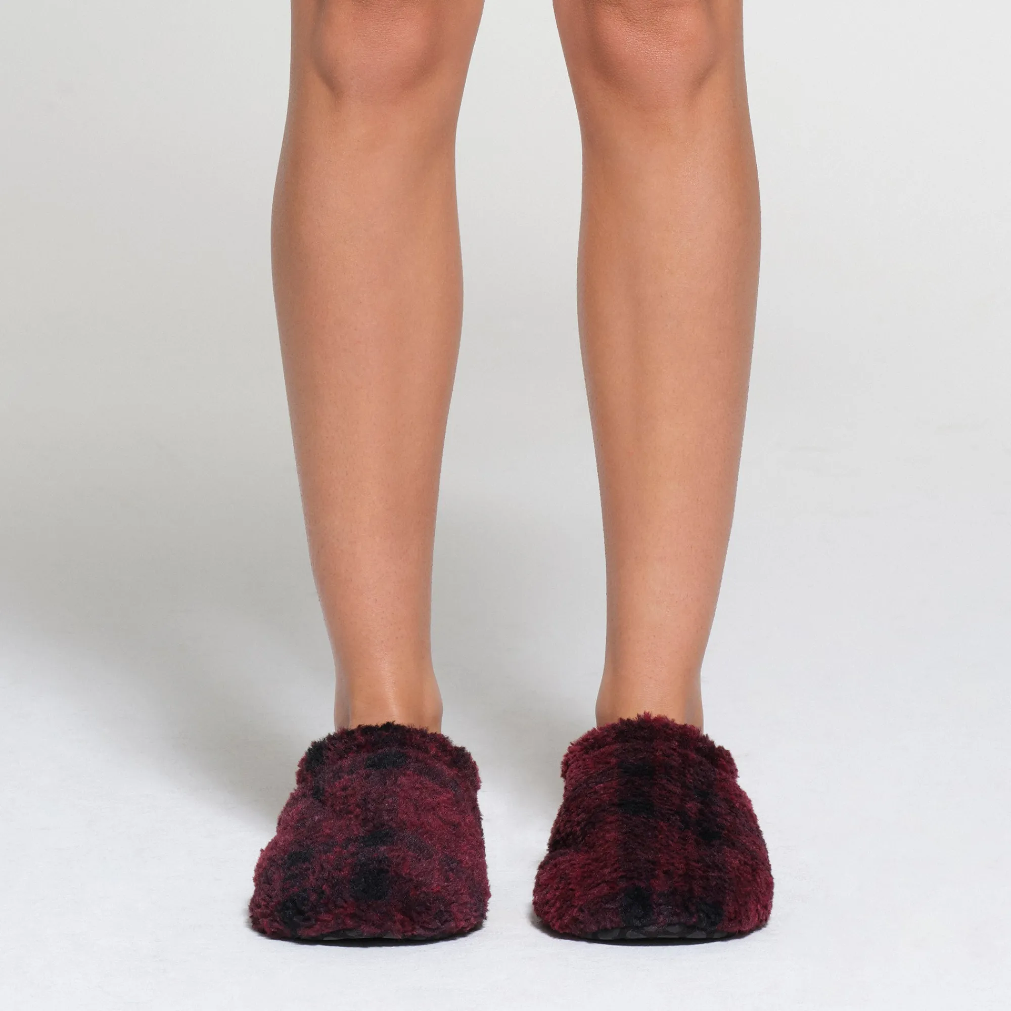 FLEECE SLEEP UNISEX SLIPPER | WINE PLAID-Skims Best