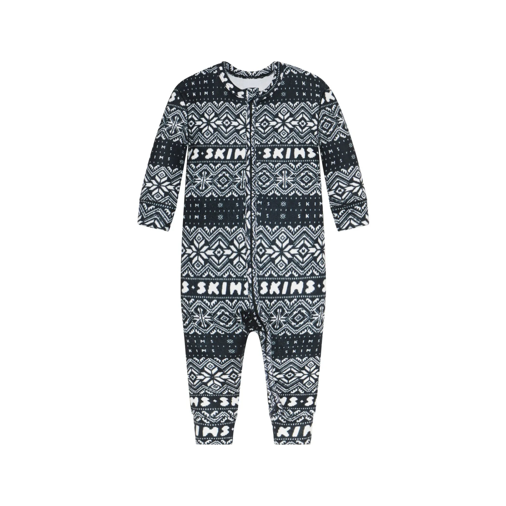 LOGO PLUSH POINTELLE BABY ONESIE | ONYX FAIR ISLE-Skims Online