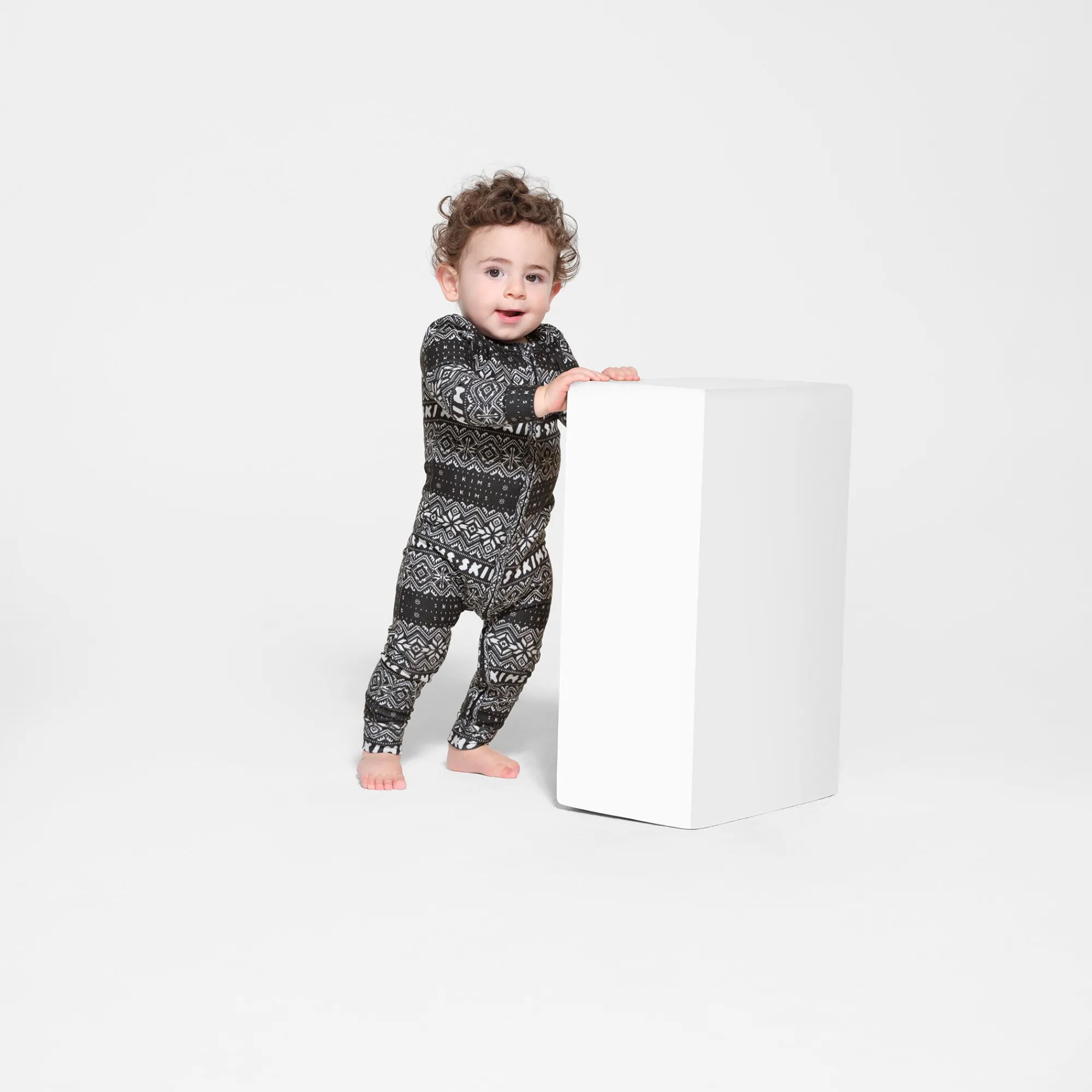 LOGO PLUSH POINTELLE BABY ONESIE | ONYX FAIR ISLE-Skims Online