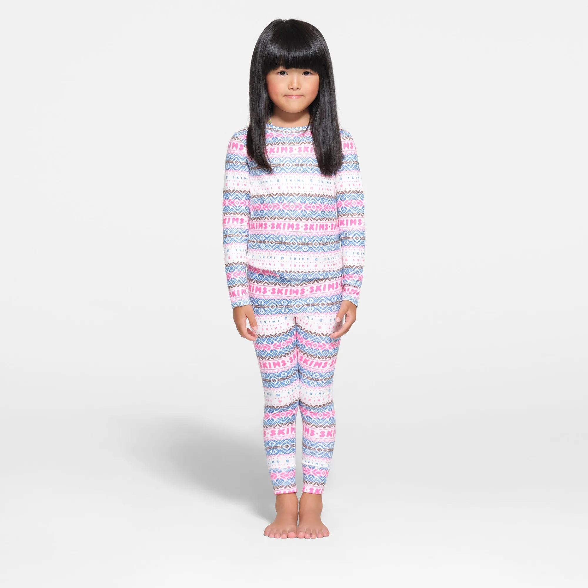 LOGO PLUSH POINTELLE KIDS LONG SLEEVE SET | OPAL FAIR ISLE-Skims Online