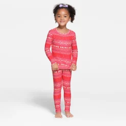 LOGO PLUSH POINTELLE KIDS LONG SLEEVE SET | RED FAIR ISLE-Skims Best