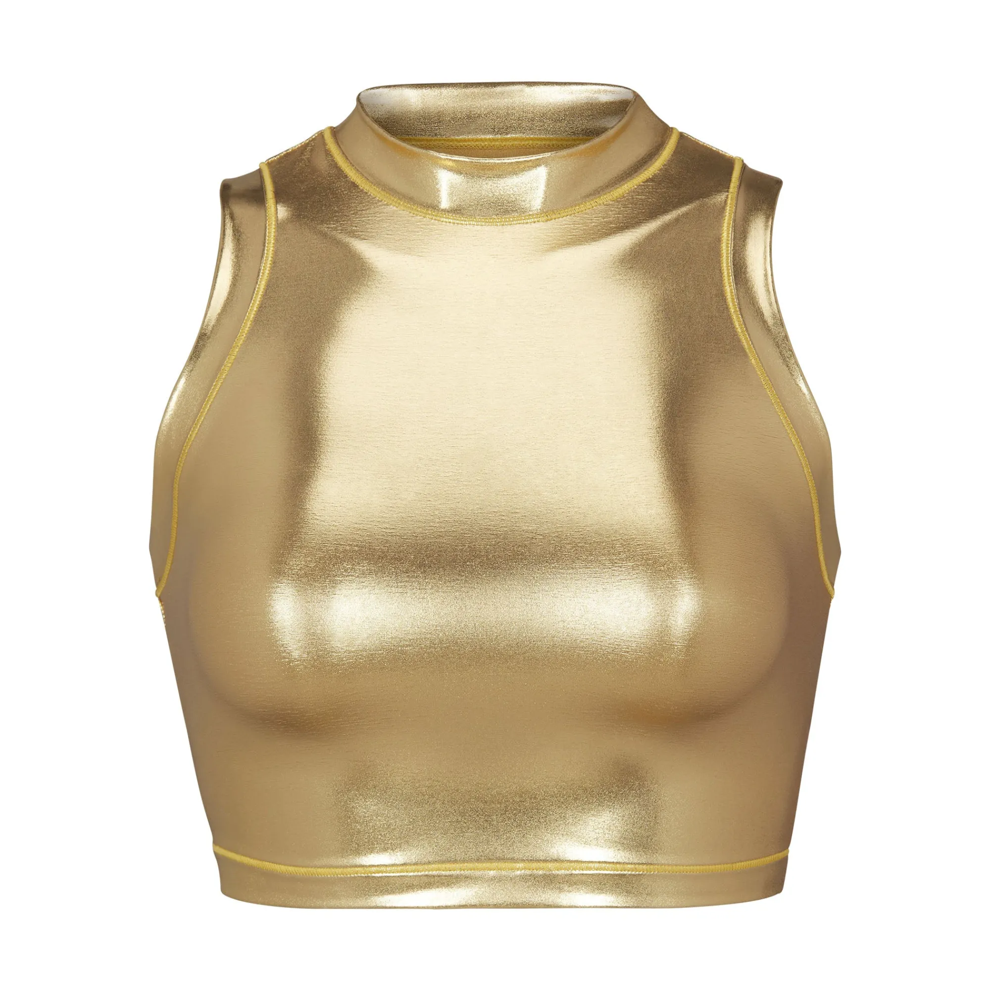 METALLIC SWIM MOCK NECK TANK |-Skims Best
