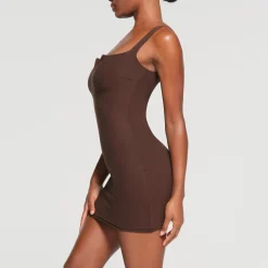 RAW EDGE SLIT FRONT MINI DRESS |-Skims Best