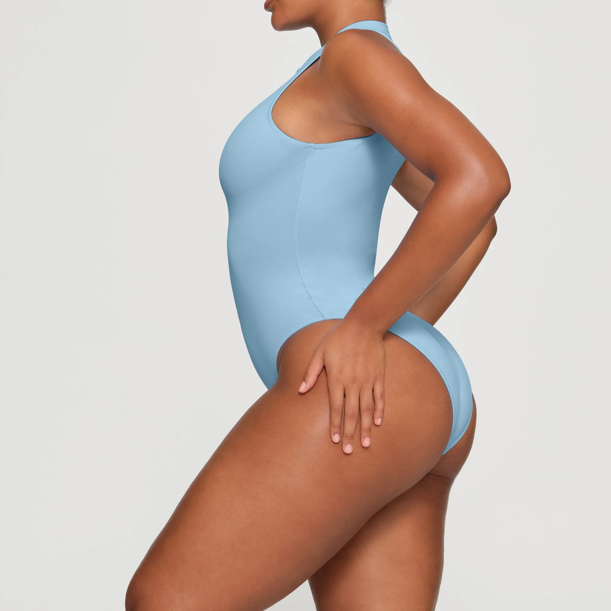 SIGNATURE SWIM ZIP FRONT SLEEVELESS ONE PIECE | IRIS BLUE-Skims Best