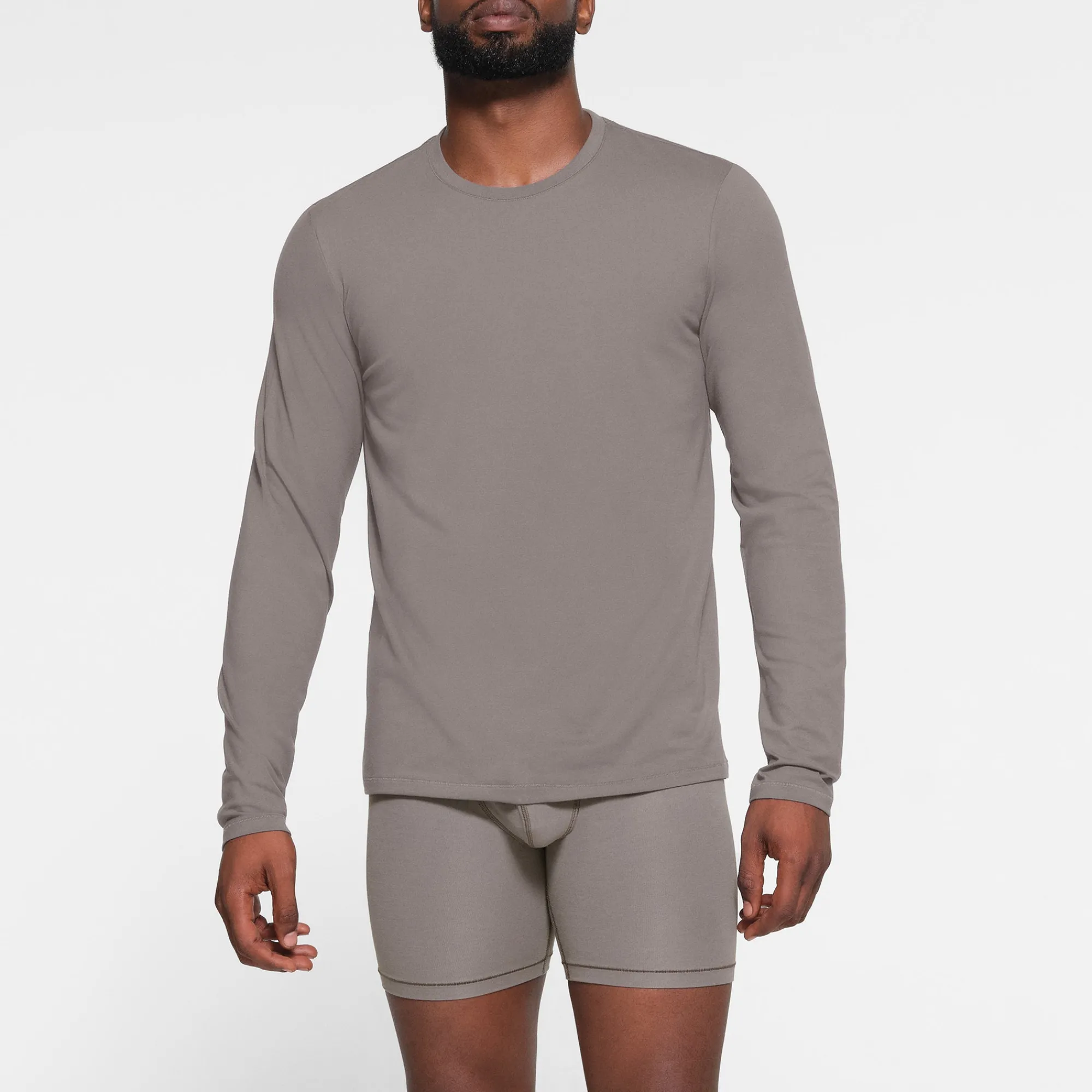 COTTON MENS LONG SLEEVE T-SHIRT | WASHED GUNMETAL-Skims Online