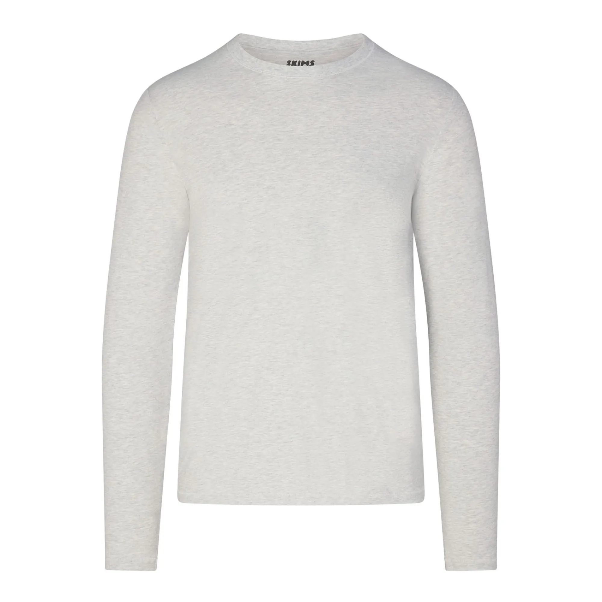 COTTON MENS LONG SLEEVE T-SHIRT | LIGHT HEATHER GREY-Skims Fashion