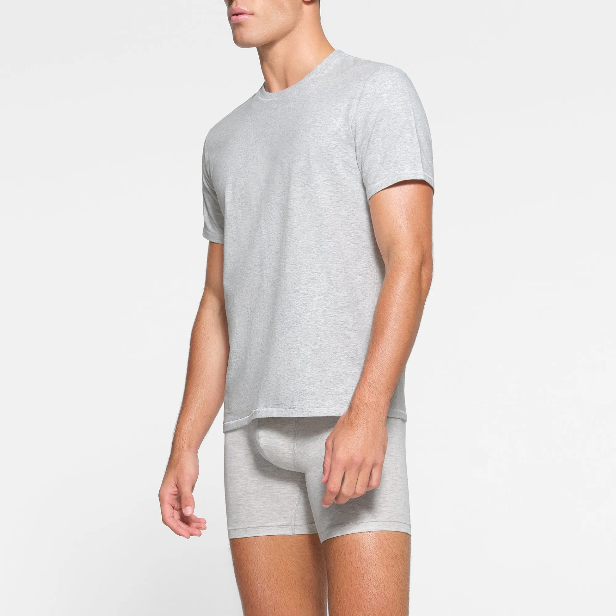 COTTON MENS T-SHIRT | LIGHT HEATHER GREY-Skims Hot