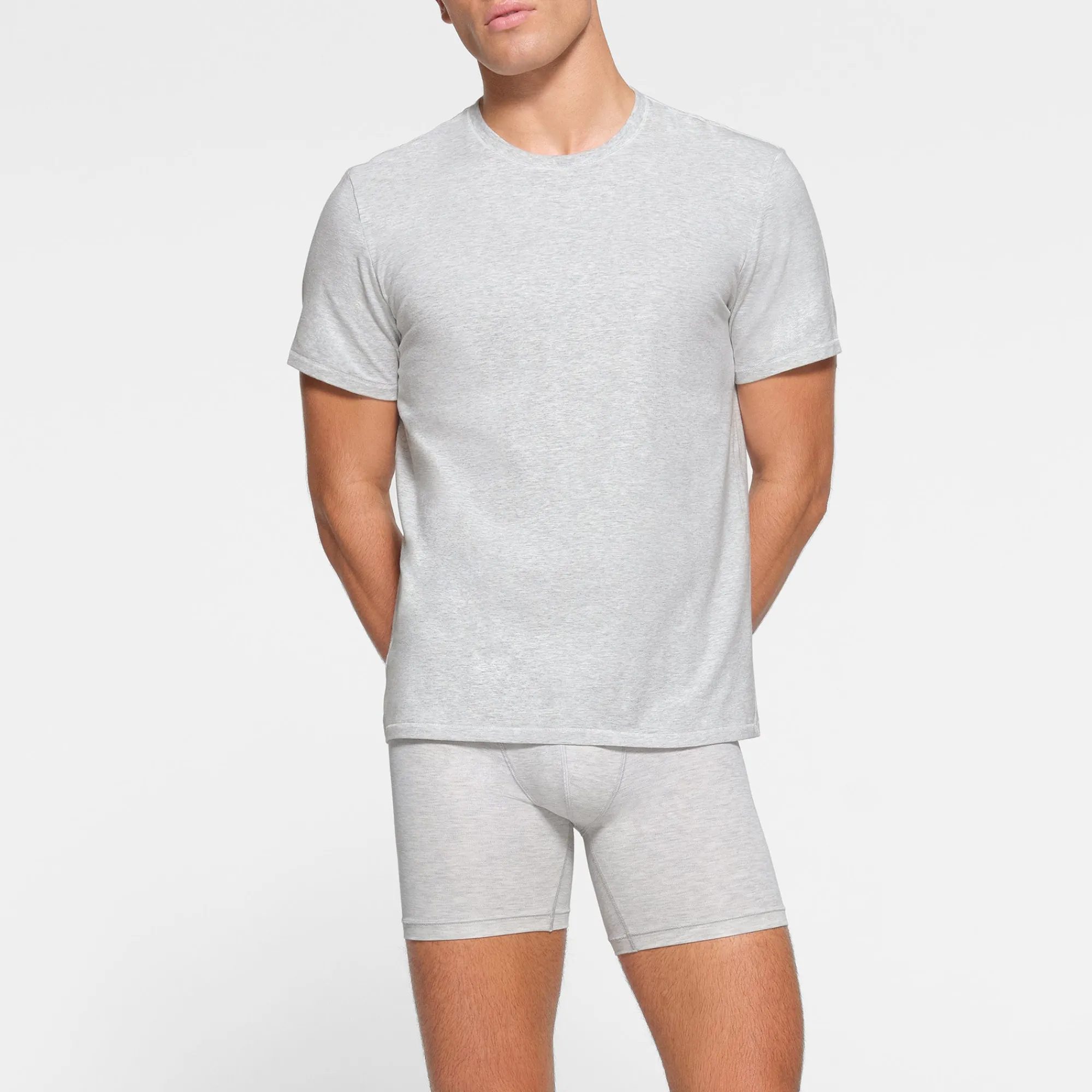 COTTON MENS T-SHIRT | LIGHT HEATHER GREY-Skims Hot