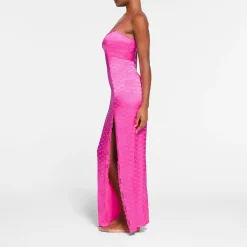 JACQUARD LACE LONG DRESS | HOT PINK-Skims Online