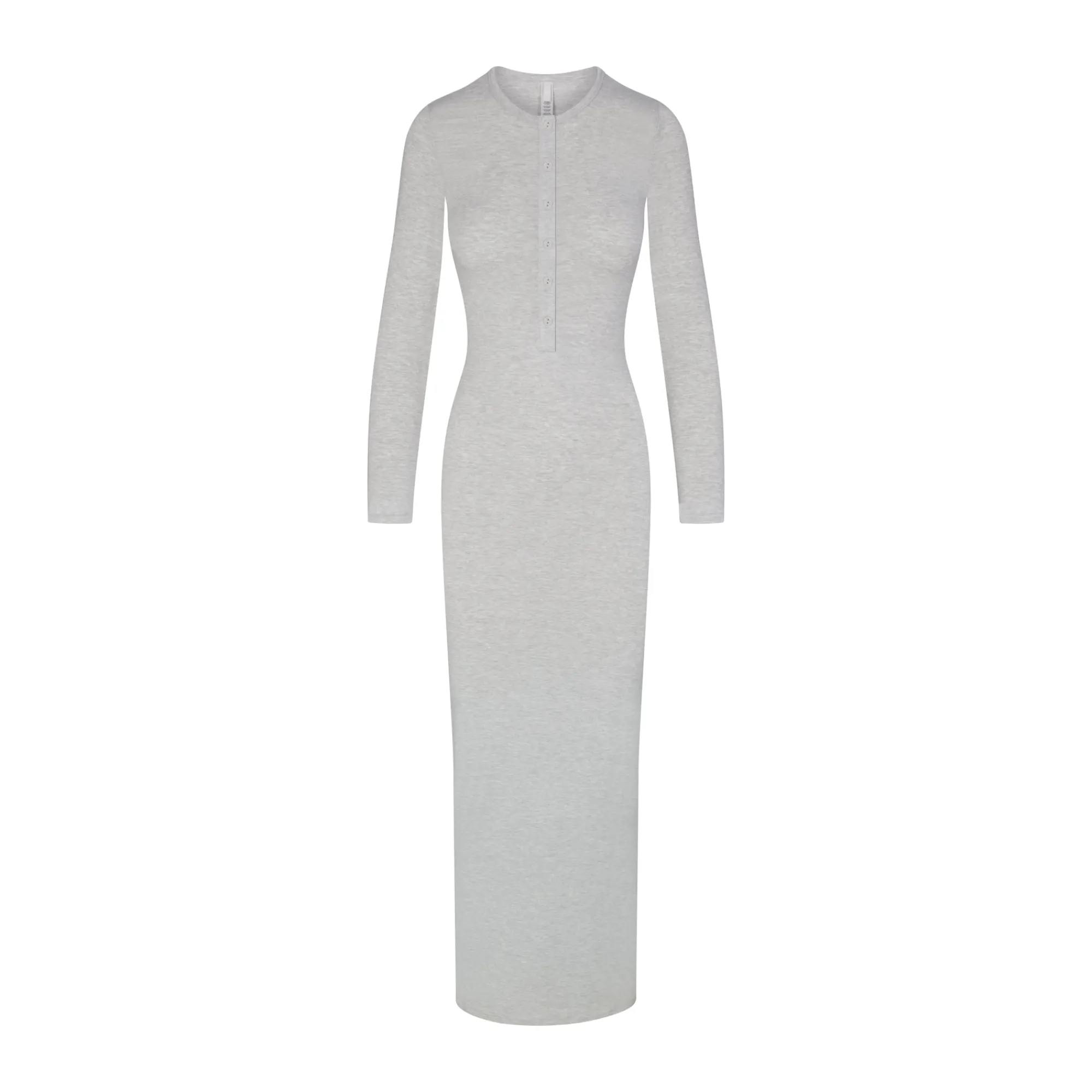 SLEEP HENLEY LONG DRESS | LIGHT HEATHER GREY-Skims Clearance