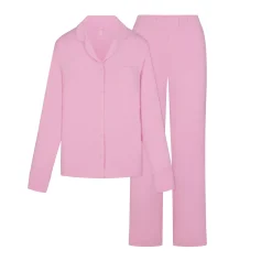 SLEEP LONG SLEEVE BUTTON UP SET | BUBBLE GUM-Skims Sale