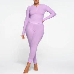 SOFT LOUNGE LONG SLEEVE HENLEY | SUGAR PLUM-Skims Hot