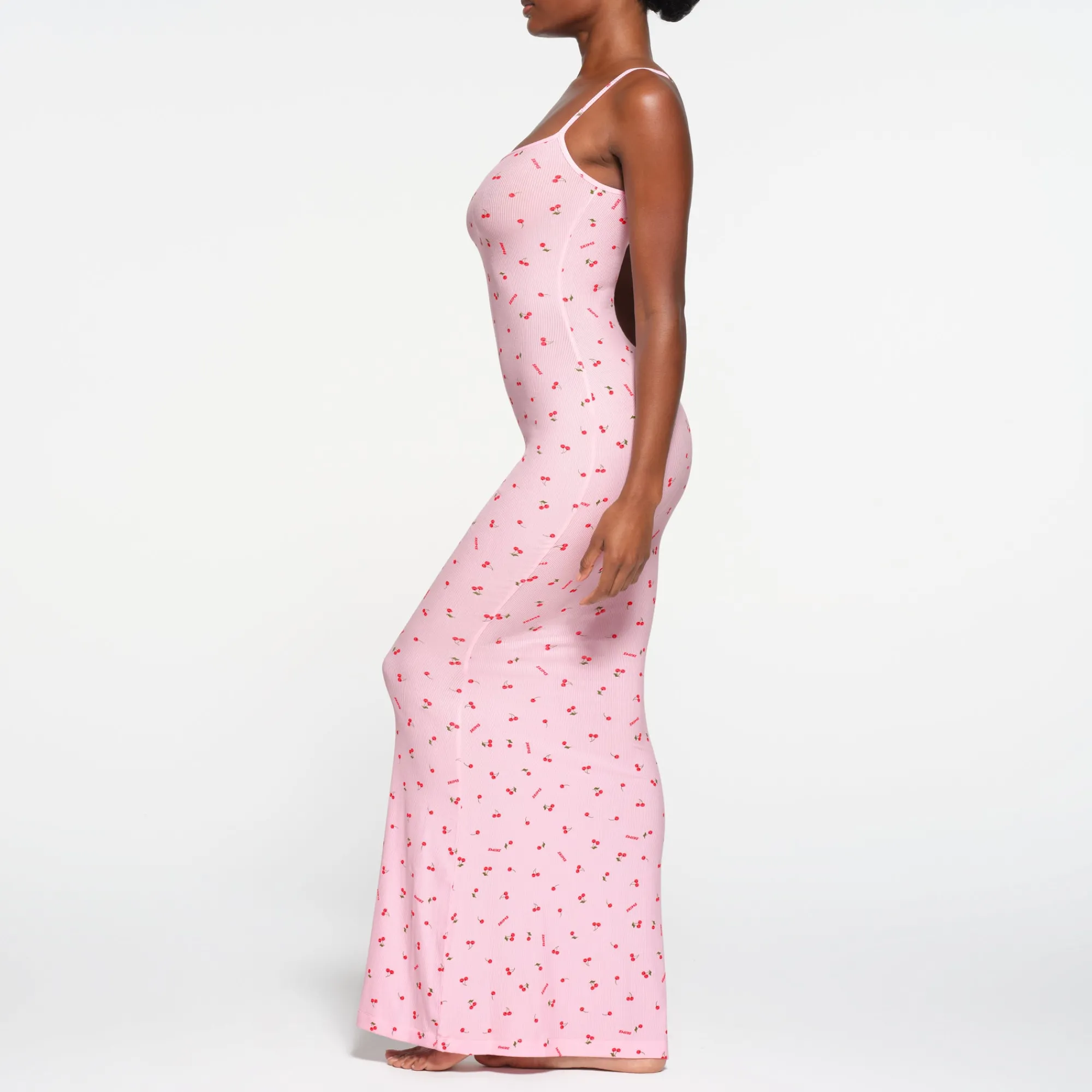 SOFT LOUNGE LONG SLIP DRESS | CHERRY BLOSSOM PRINT-Skims Outlet