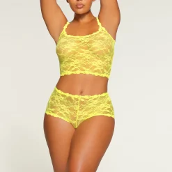STRETCH LACE BOY SHORT | YELLOW HIGHLIGHTER-Skims New
