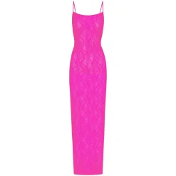 STRETCH LACE CAMI LONG DRESS | NEON PINK-Skims Best
