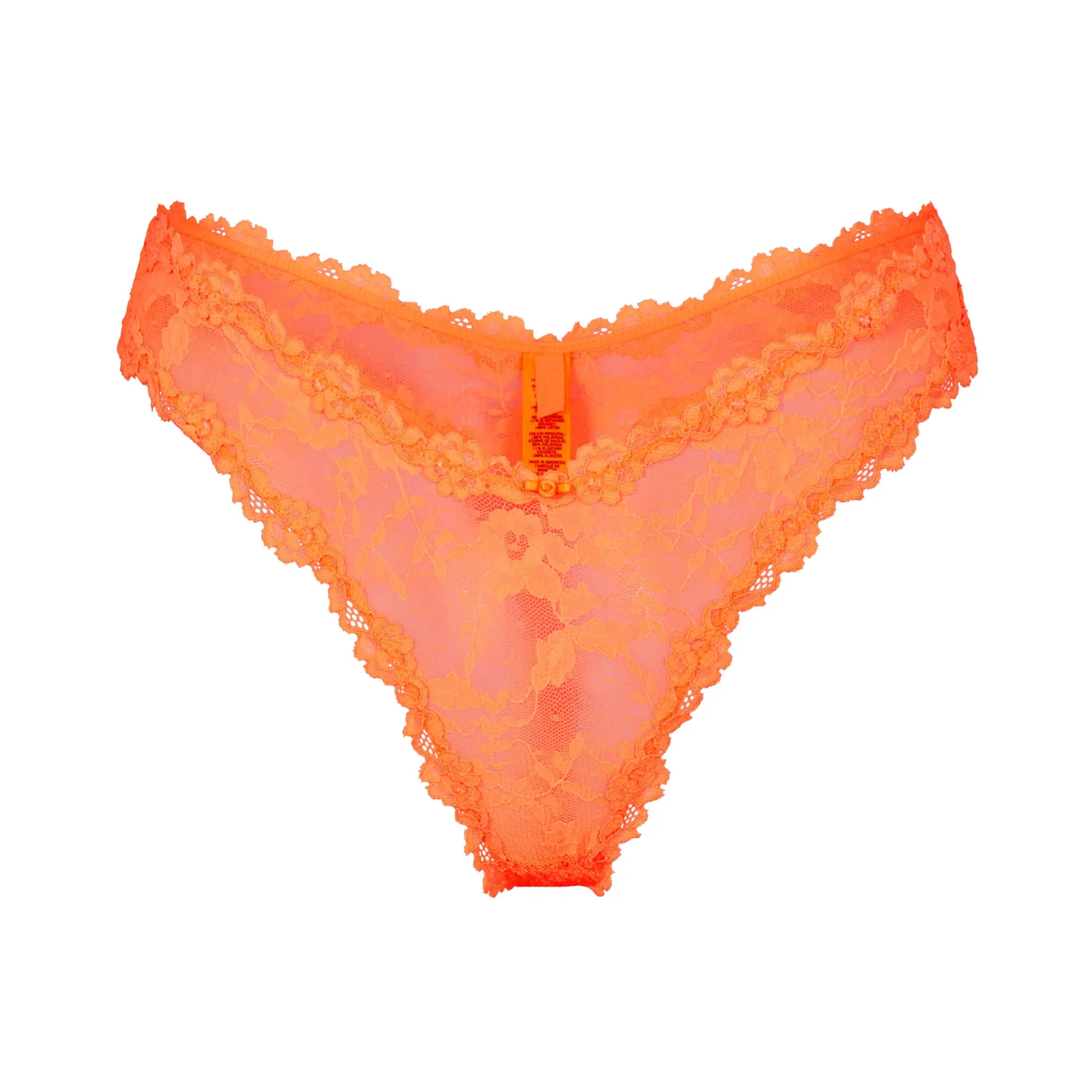 STRETCH LACE DIPPED THONG | NEON ORANGE-Skims Fashion