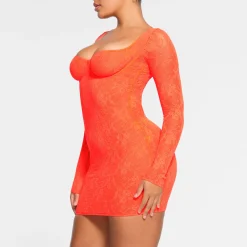 STRETCH LACE LINED LONG SLEEVE UNDERWIRE DRESS |-Skims Hot