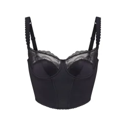 STRETCH SATIN LACE CROPPED CORSET |-Skims Clearance