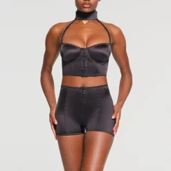 STRETCH SATIN PENDANT CROPPED CORSET |-Skims Outlet