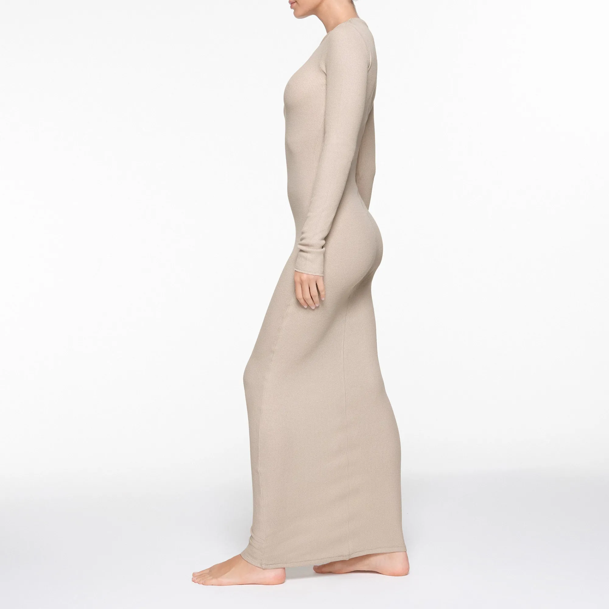 WAFFLE CREW NECK LONG DRESS |-Skims New