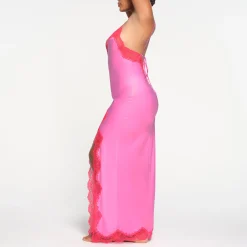 WOVEN SHINE LACE LONG DRESS | NEON ORCHID-Skims Best