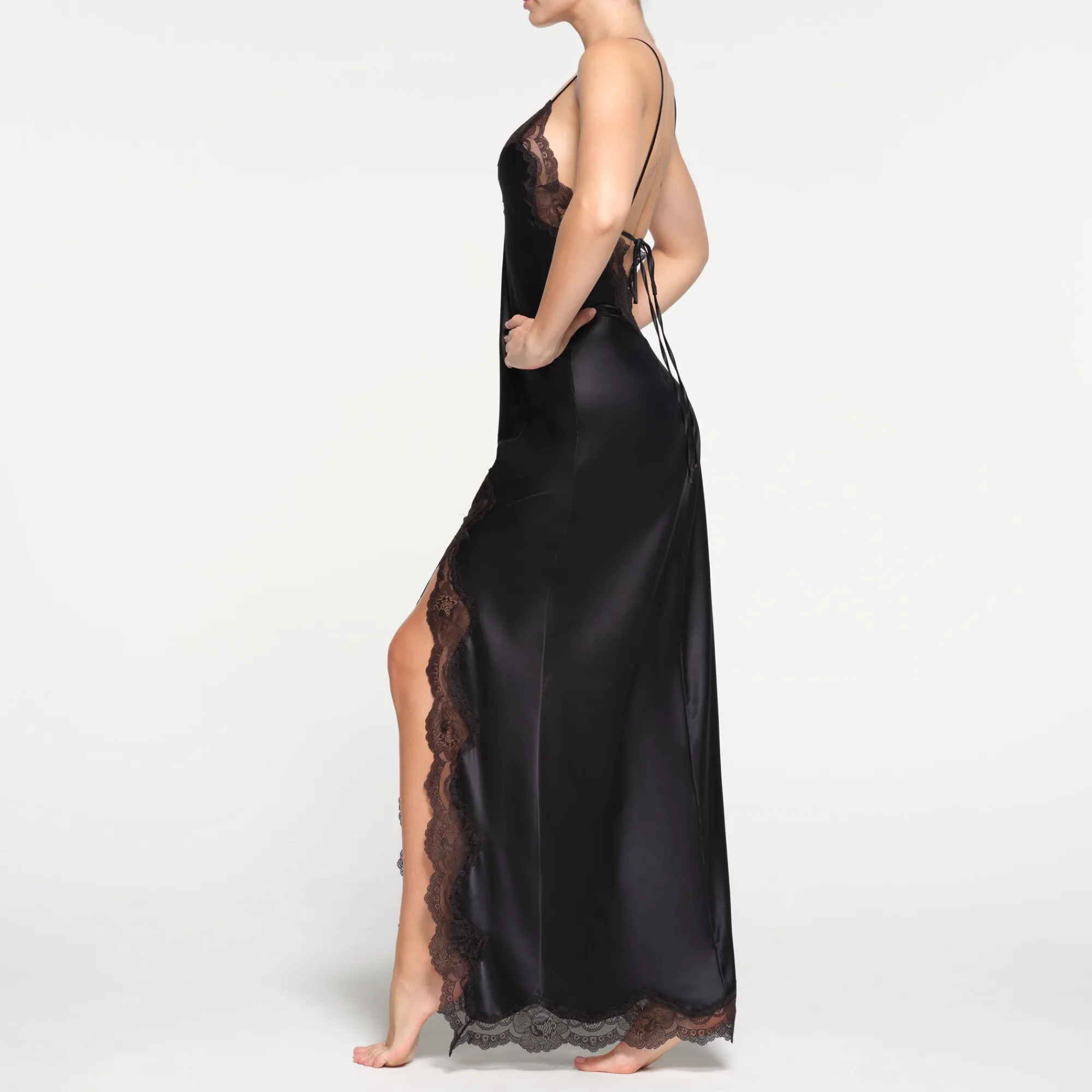 WOVEN SHINE LACE LONG DRESS |-Skims Fashion