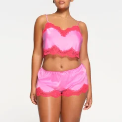 WOVEN SHINE LACE TAP SHORT | NEON ORCHID-Skims Best